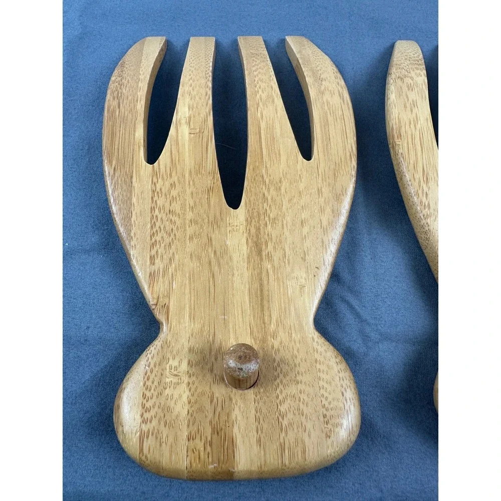 Olive Garden Salad Servers Tongs Set of 2 Natural Wood Kitchen Utensil